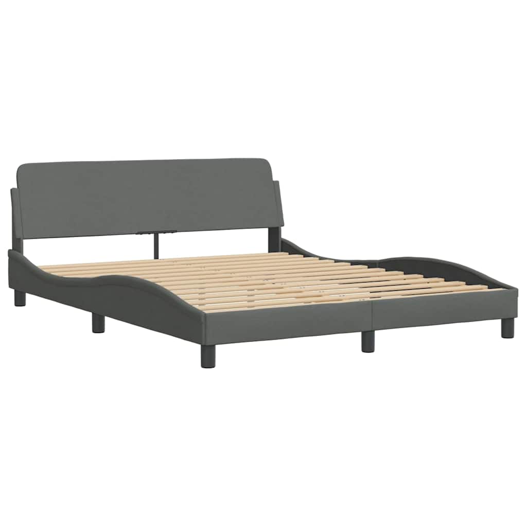 Bed Frame without Mattress Hanko Dark Grey 160x200 cm Fabric