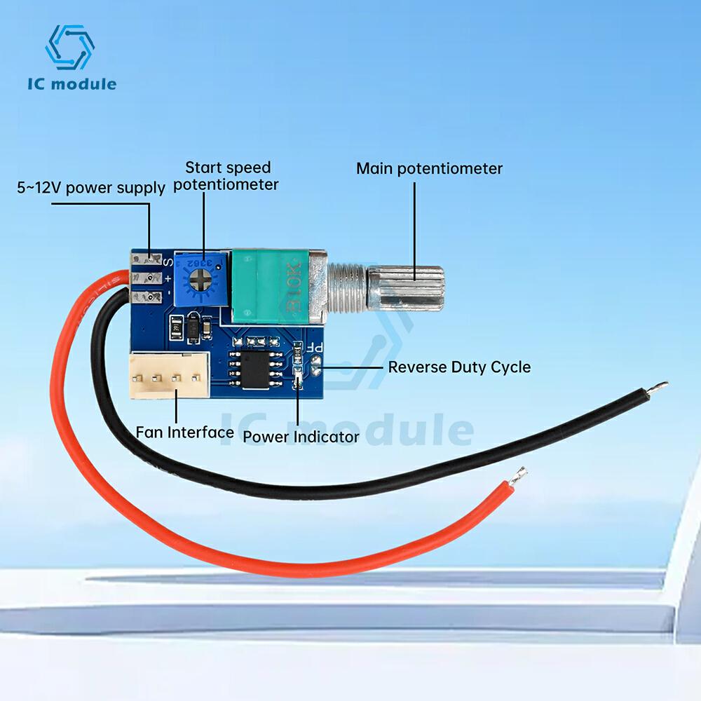DC 12V 4 Pin PWM Fan Control Module Knob Switch PWM Fan Motor Controller Board for Computer Case Cooling Fans