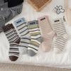 Women's Striped Mid-Calf Socks: Spring & Autumn Cotton, Miu Style, Korean & Japanese Inspired, Knee-High Sports Trend