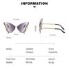 Okulary przeciwsłoneczne rowerowe Butterfly dla kobiet Ochrona UV Okulary przeciwsłoneczne Vintage Rimless Dekoracja okularów