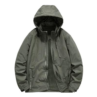Autumn and Winter Outdoor Casual Jacket Men's Fleece Thickened Removable Hat Windproof Loose Versatile Jacket