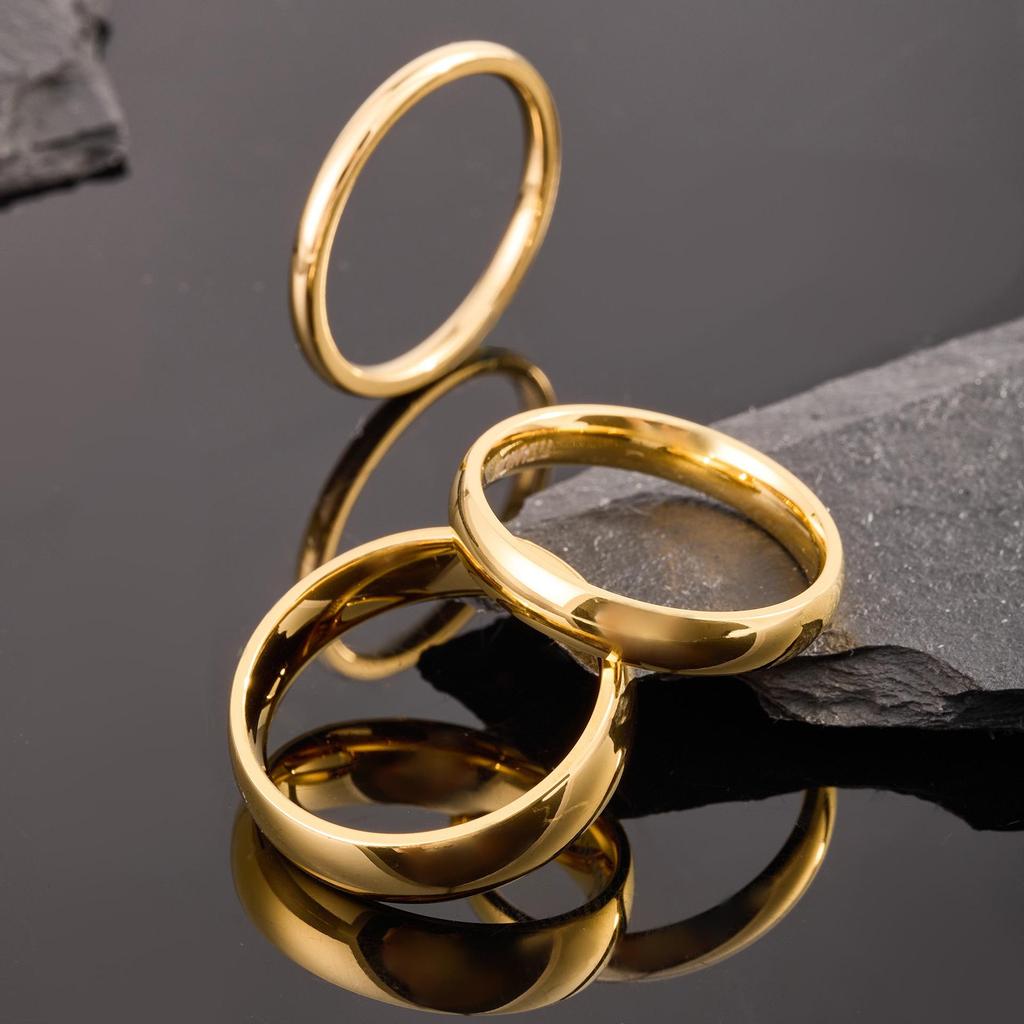 18K Gold-Plated Titanium Steel Couples' Ring Set – Colorfast Wedding Bands for Men and Women
