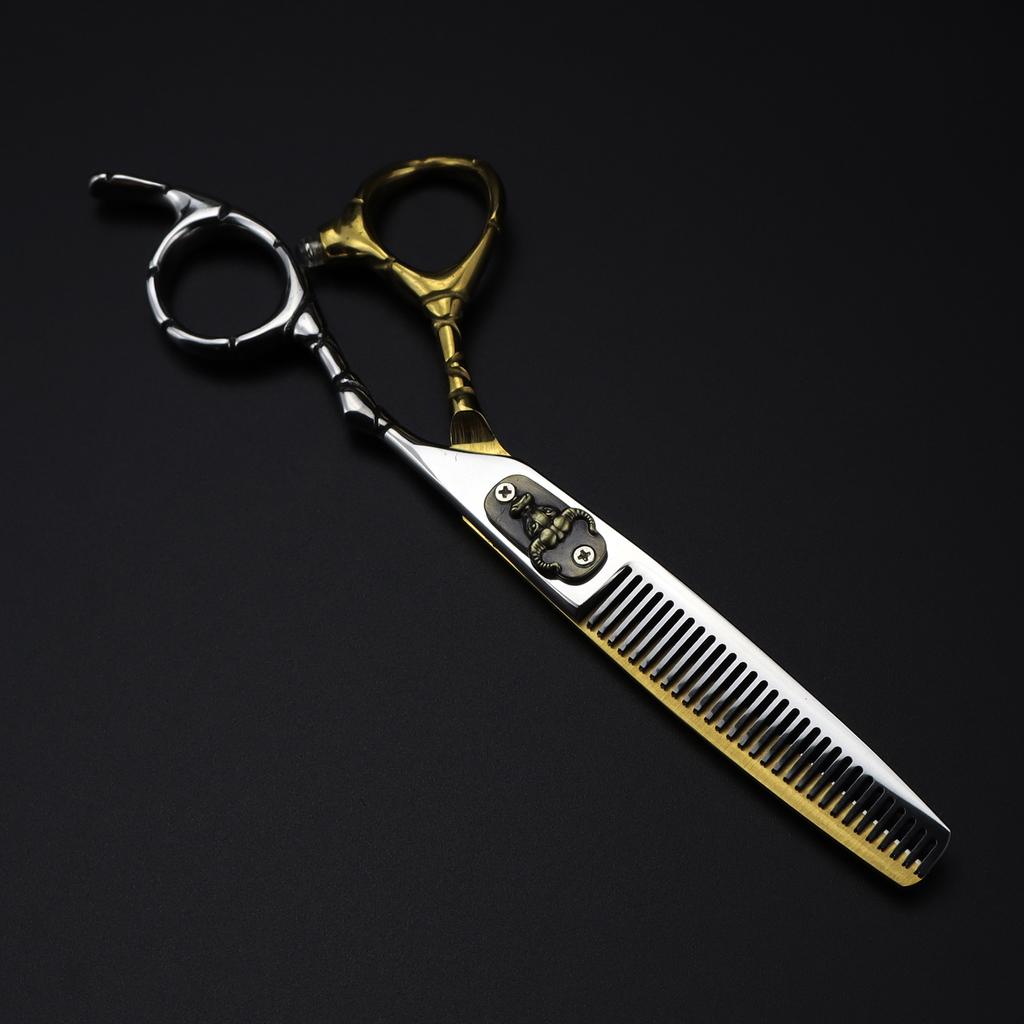 6.0 inch FNT-11 Nimpson color bull's head flat cut hairdressing straight cut tooth cut white gold black blue 05-5