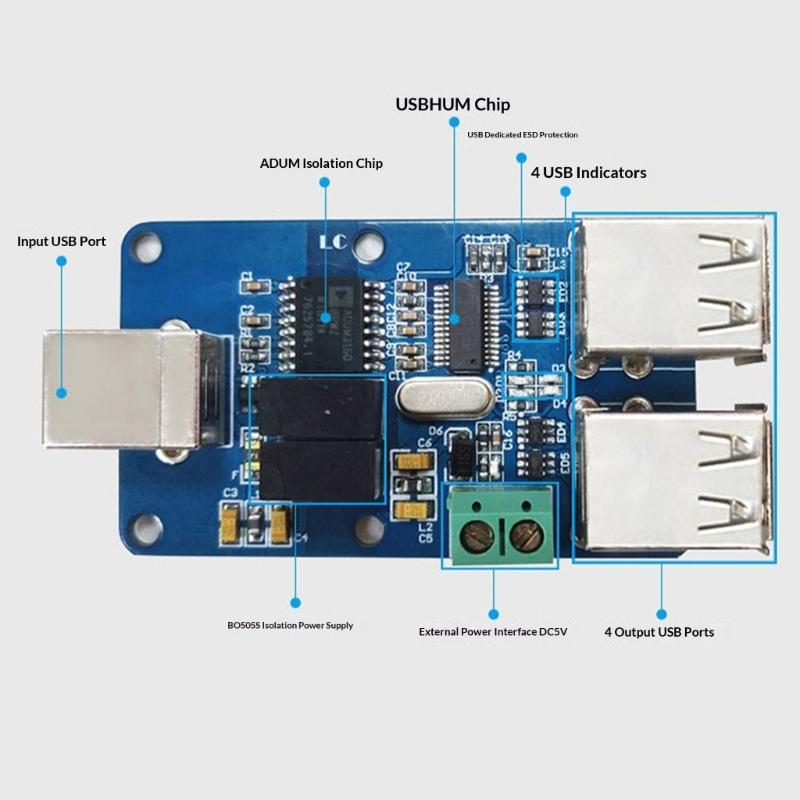 USB Isolator 2500V USB Hub Isolator USB Isolation Board ADUM3160 Support USB Control Supporting 480Mbps Transfer