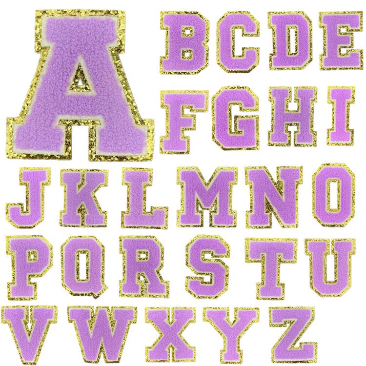 8cm Gold Edge Glitter Double-layer English Letter Iron-on Embroidery Patch