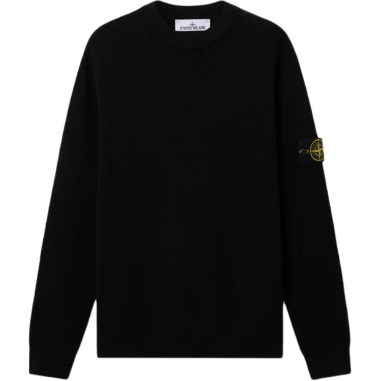Stone Island SS26 Jarná Letná Kolekcia Okrúhly Výstrih Jednofarebný Rebrovaný Okraj Logo na Ľavom Ramene Pohodlný Bežný Pulóver Sveter L1S155100154S00D8-V0029 L