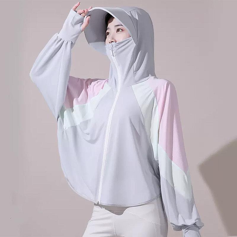 Quick Drying Sunscreen Coat Face Guard Fashion Hooded Wide Brim Thin Shawl Sunscreen Coat Clothing
