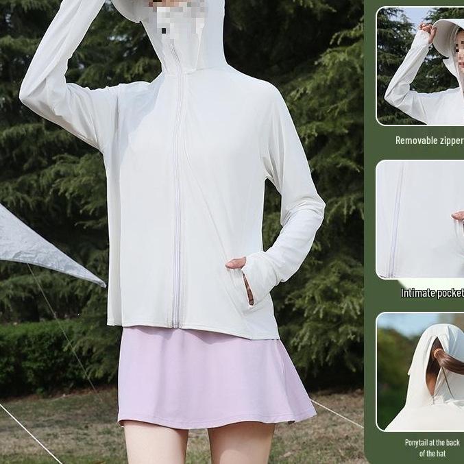 Women's Hooded Sun Protection Knit Cardigan – Lightweight Long Sleeve Outdoor Jacket