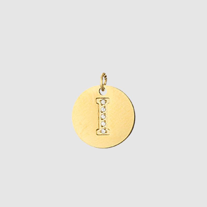Gold-Plated 14K Stainless Steel Rhinestone Letter Pendants - European & American Style, Available in 26 English Letters