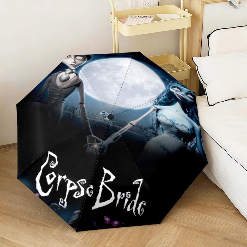 1PC Corpse Bride Moonlit Romance Automatic Umbrella - Suitable Travel Outdoor Portable Umbrella Birthday Gift Daily Essentials