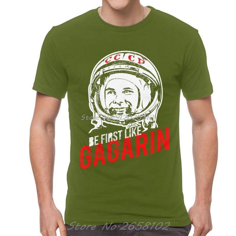 USSR Yuri Gagarin T-shirt Men's Harajuku T Shirt Short Sleeve 100% Cotton Russia CCCP Cosmonaut Tshirt Urban Tees Tops
