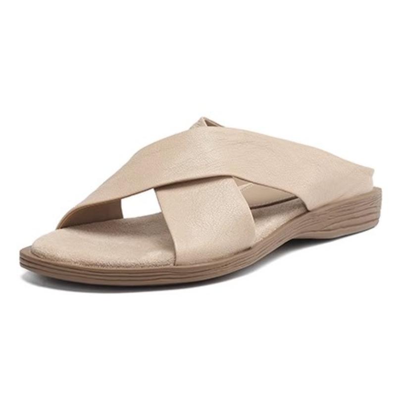 Fashion High Quality Flat Slippers Women Fashion Pointed Toe Cross Tied Brand Designer Slippers Comfort Open Toe Non Slip Beach Sandals