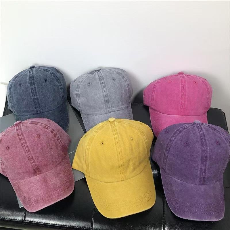 Pure cotton washed light board baseball cap men and women white with solid color old soft top American simple cap