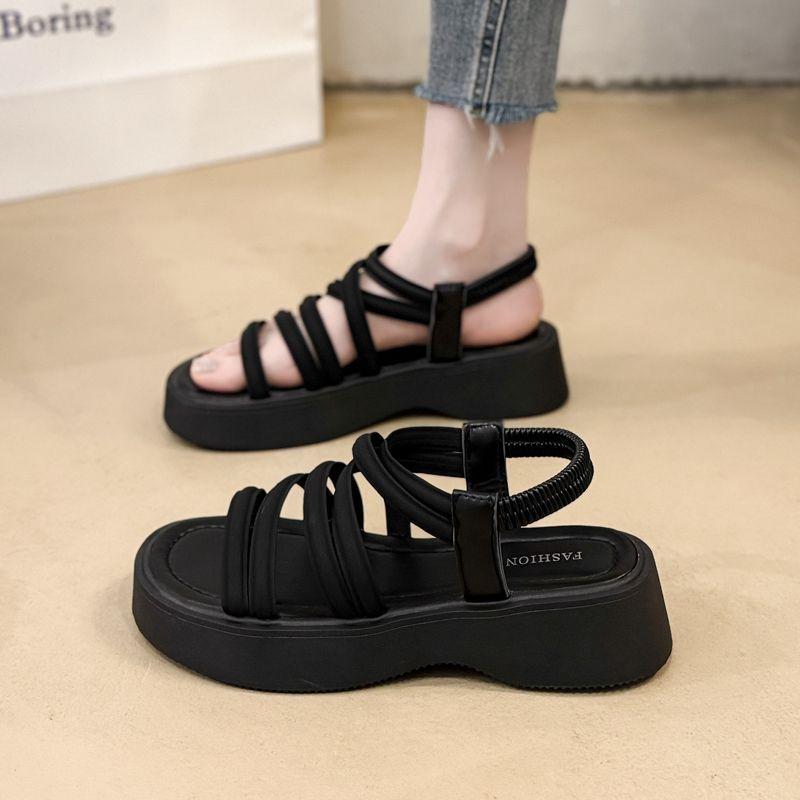 Super Soft Fashion Versatile Sandals Women's Casual Muffin Thick Sole Heightening Roman Sandals 2025 Summer and Autumn New