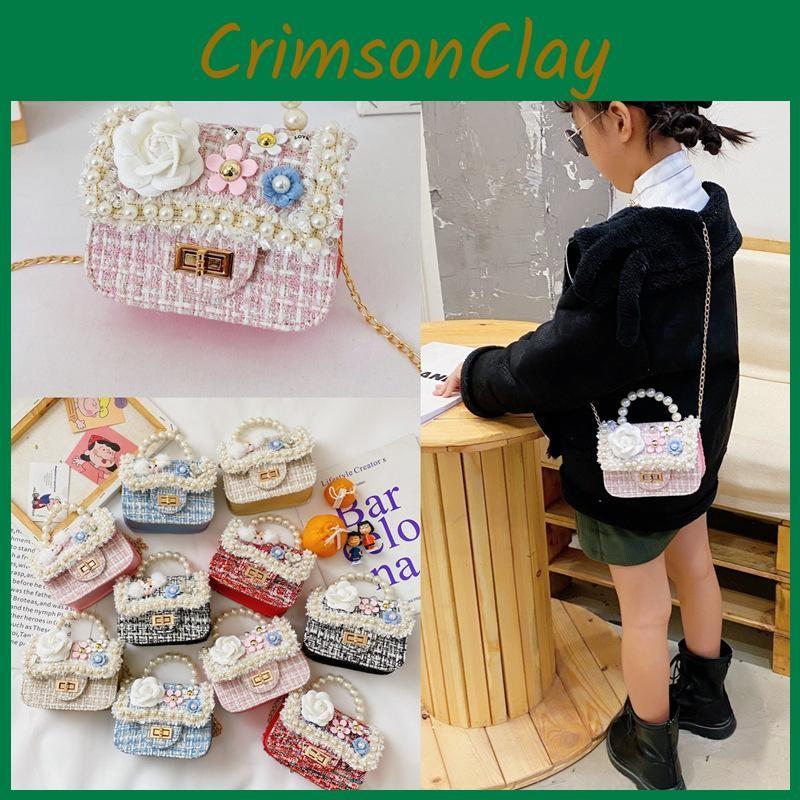 Handbag Shoulder Pearl Bag With Lightweight Pu Material Chain Bag Kids For