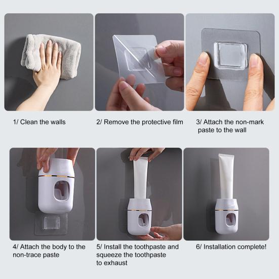 Toothpaste Squeezer Quantitative Squeeze Reduce Waste Strong Bearing Kids Adult Wall Mount Automatic Toothpaste Dispenser Bathroom Accessories