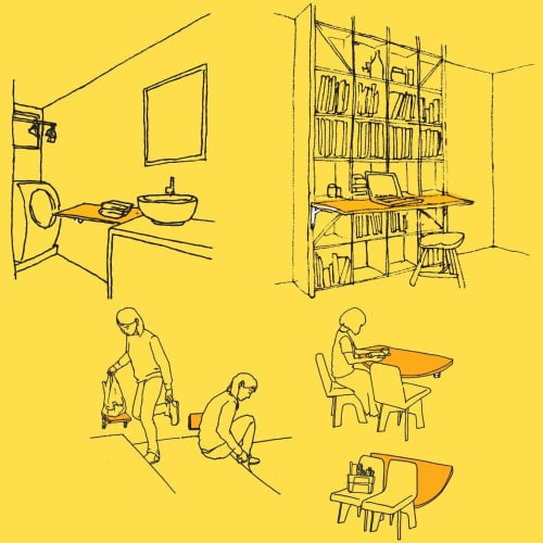 Tanabe Metal Industries Folding Shelf Brackets, 400mm, Brown, Set of 2