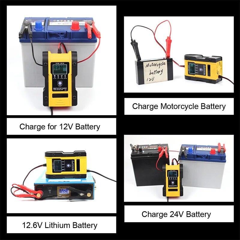 12V 24V nabíječka autobaterií 12V 6A nabíječka baterií údržba 7stupňové nabíjení autobaterie