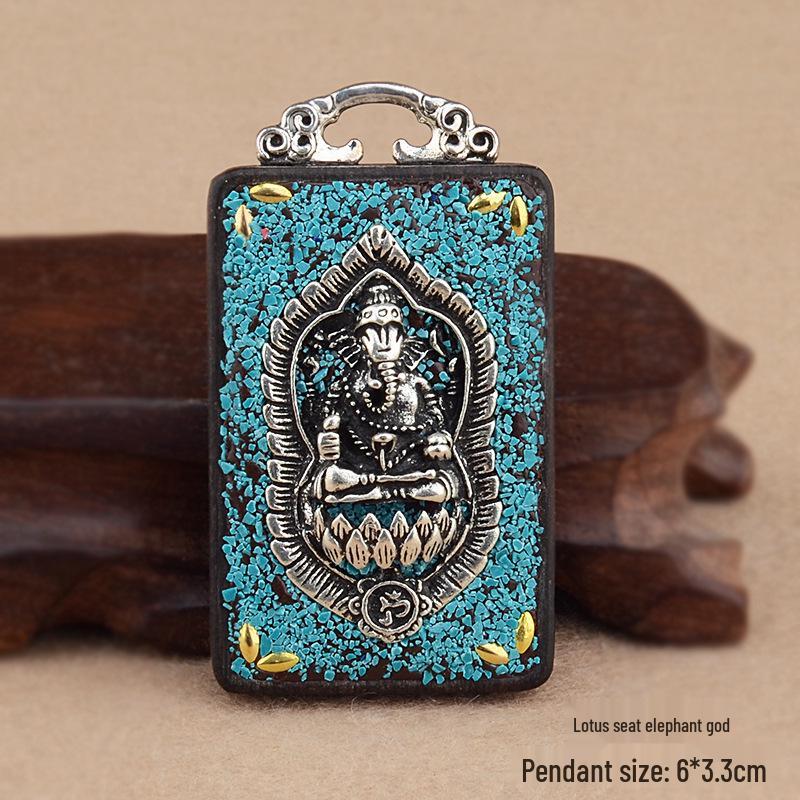 Ebony Tangka Necklace with Ethnic Na Fu Pendant - Buddha Amulet for Men & Women