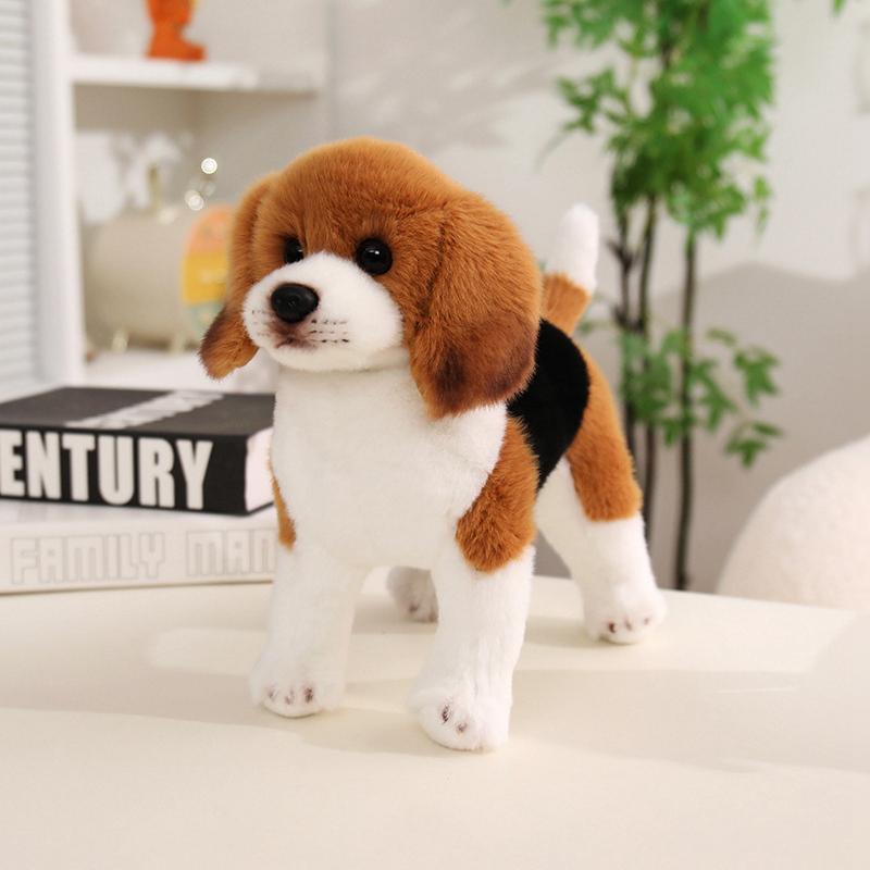 High Quality Handmade Beagle&Yorkie Plush Toys Cuddly Fluffy Standing Pose Lifelike Pet Dog Doll Pretty Desktop Decor Nice Gift