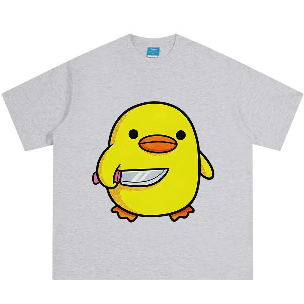 Funny Duck with Knife Graphic Print Unisex Unisex Fashion Hip Hop Shortsleeved Tshirt Summer Loose Casual Cotton Harajuku Tshirts