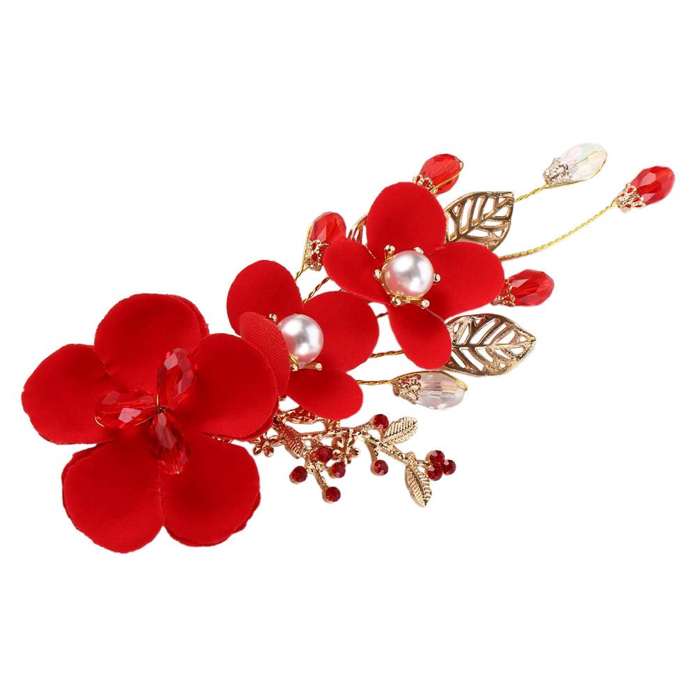 Haarschmuck Rote Blume Damen Haarspangen Festival Haarnadeln Schnabelspangen Chinesische Hanfu Haarspangen