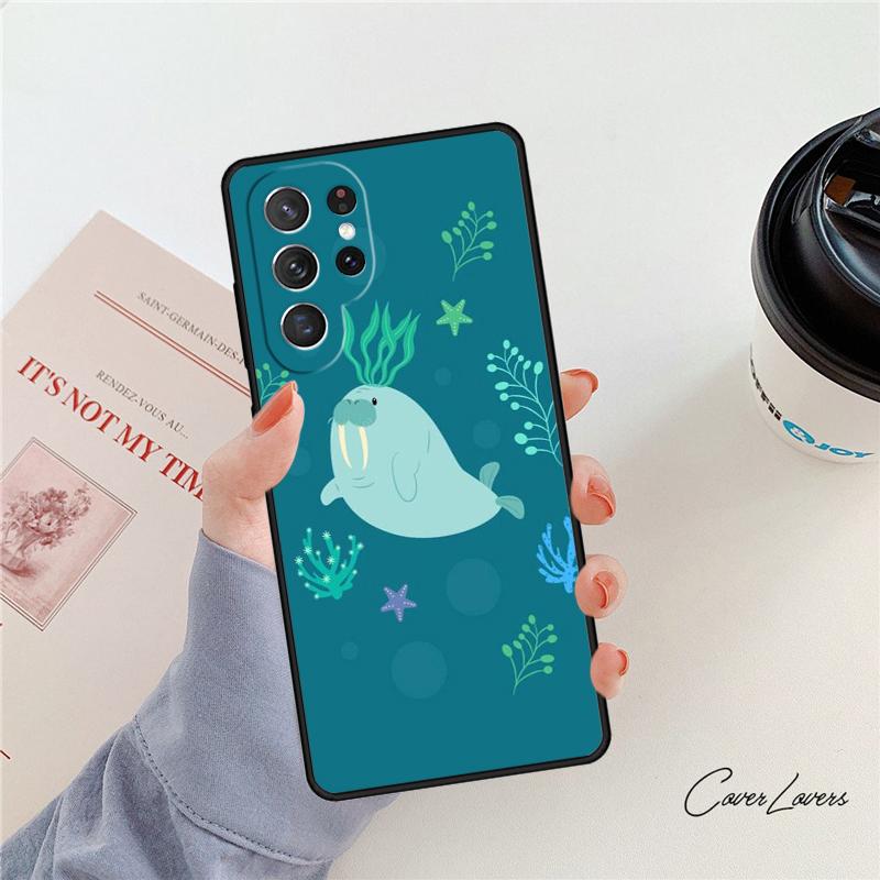 Cute Walrus Phone Case For Samsung Galaxy S24 S25 S23 S22 Ultra Note 10 20 Plus S20 S21 FE Cover