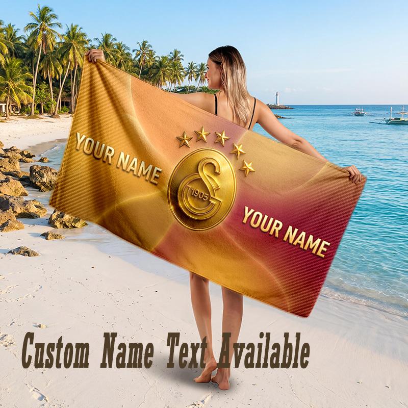 Galatasaray FC Design Beach Towel Custom Text Large Towel for Beach Vacation