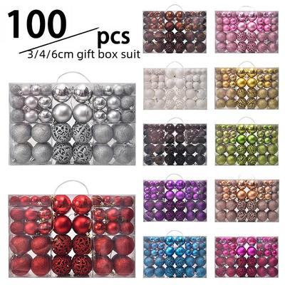 Set di 100 palline di Natale in plastica cava elettrolitica da 3/4/6 cm