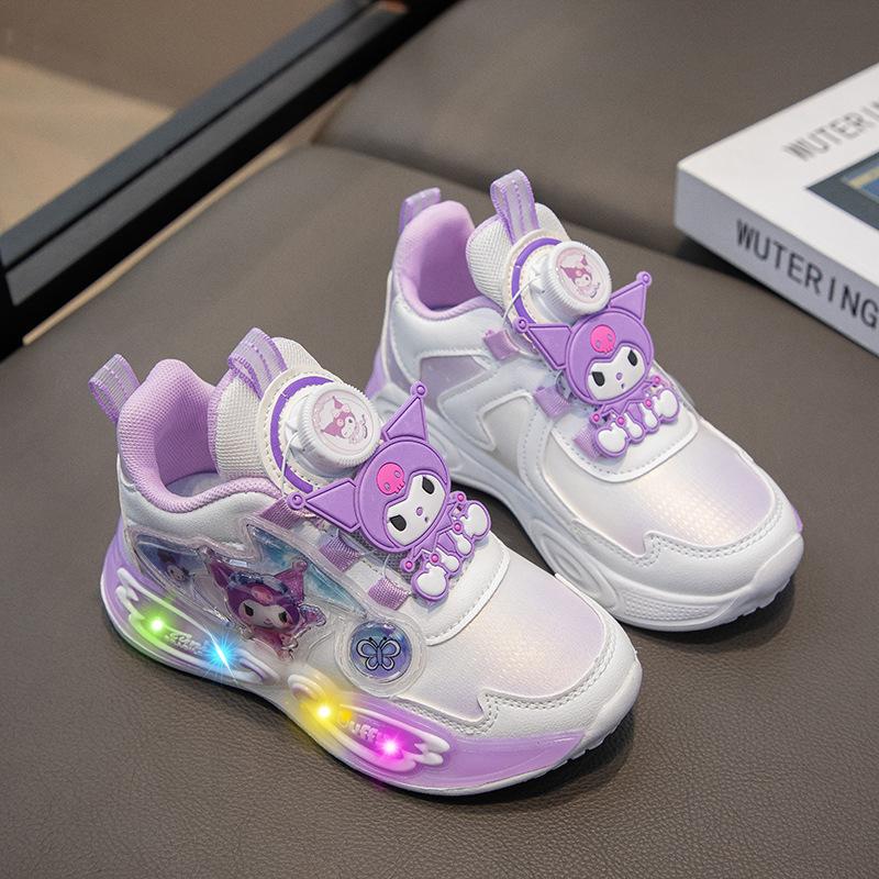 Kulomi Girls' Shoes Children's Sports Rotating Button Soft Bottom Anti Slip Cartoon