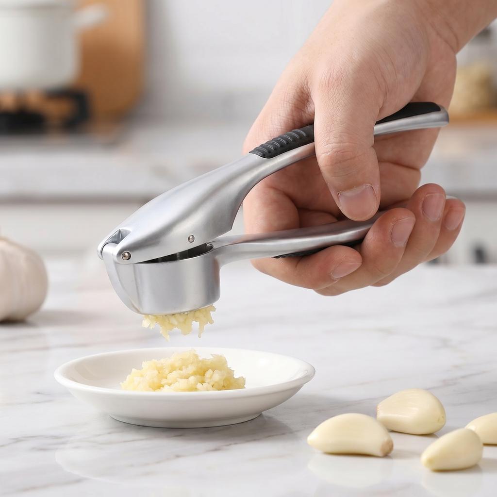 Manual Garlic Press and Peeler - Multifunction Kitchen Gadget for Garlic and Peeling