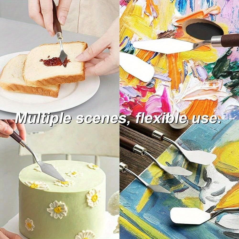 5PCS/Set Stainless Steel Cake Spatula Set - Buttercream Fondant Decorating Tools For Smooth Icing Pastry DIY Cake Decoration Scraper