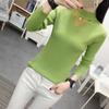 New Women's Turtleneck Pullover Slim Knit Jumper Winter Hollow Gauze  Yellow Sweater Tops