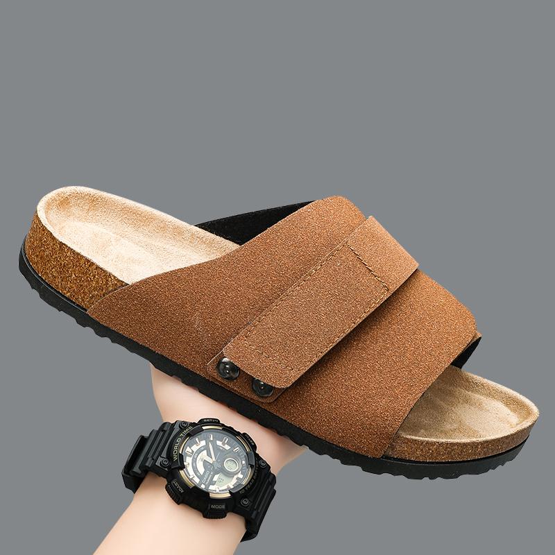 New Fashionable Summer Outdoor Thick Soled Cork Slippers for Men Comfortable Sandals Couple Beach Holiday Sandals and Slippers