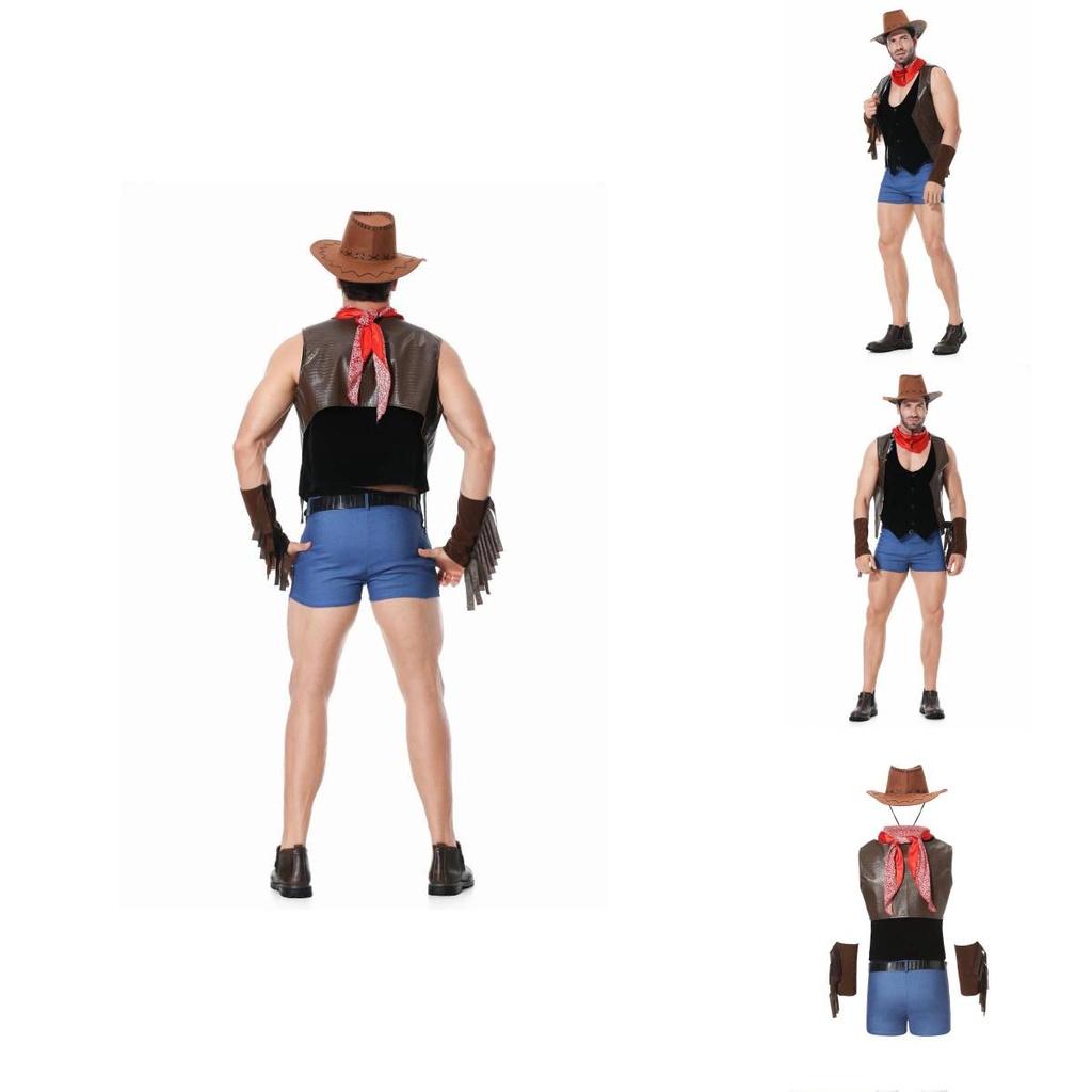 Přání Nový Halloween Západní Kovboj Pánský Kostým pro Dospělé Cosplay Barová Párty Role-playing Kostým [m Xl]