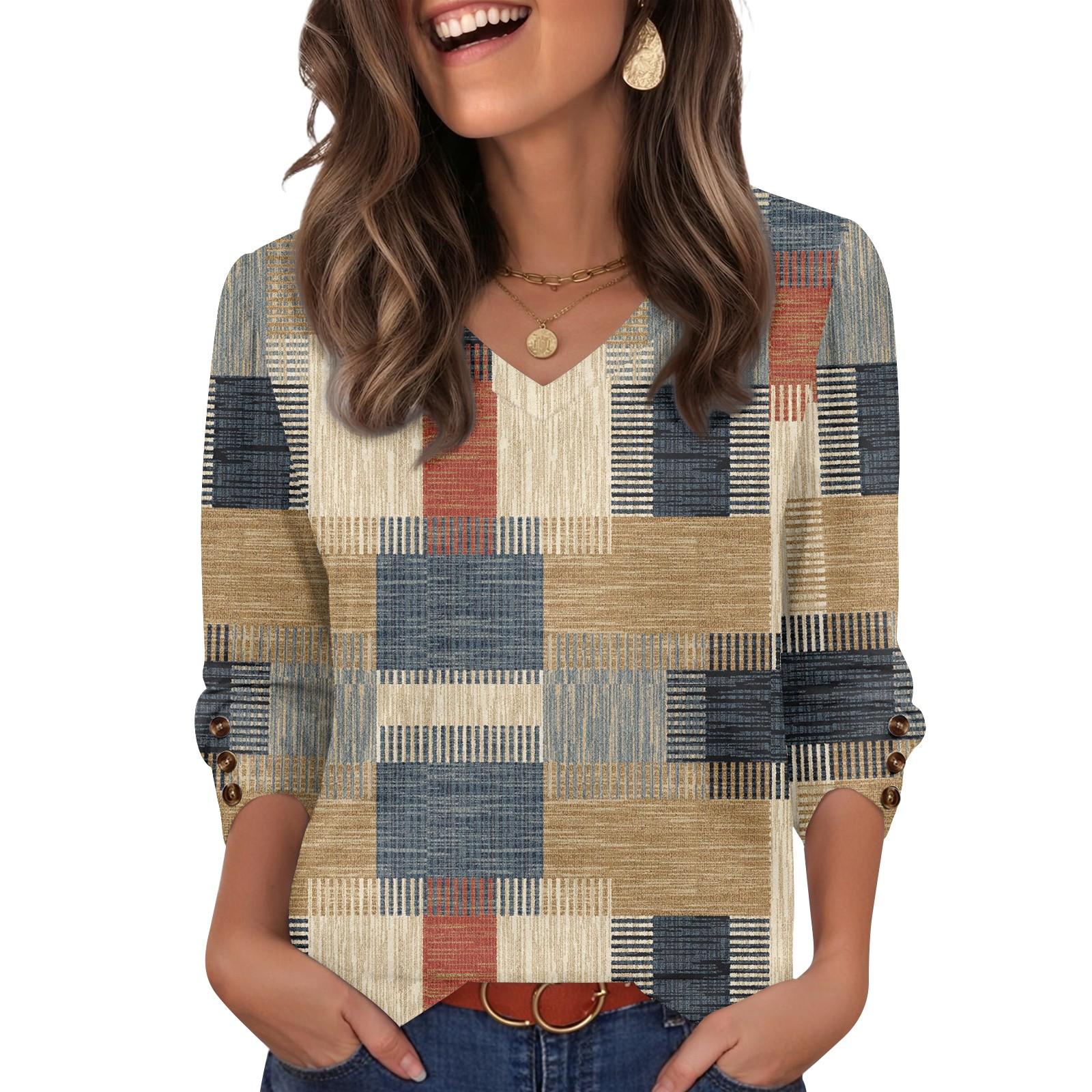 

Женская мода, повседневный и ретро топ с V-образным вырезом L хаки