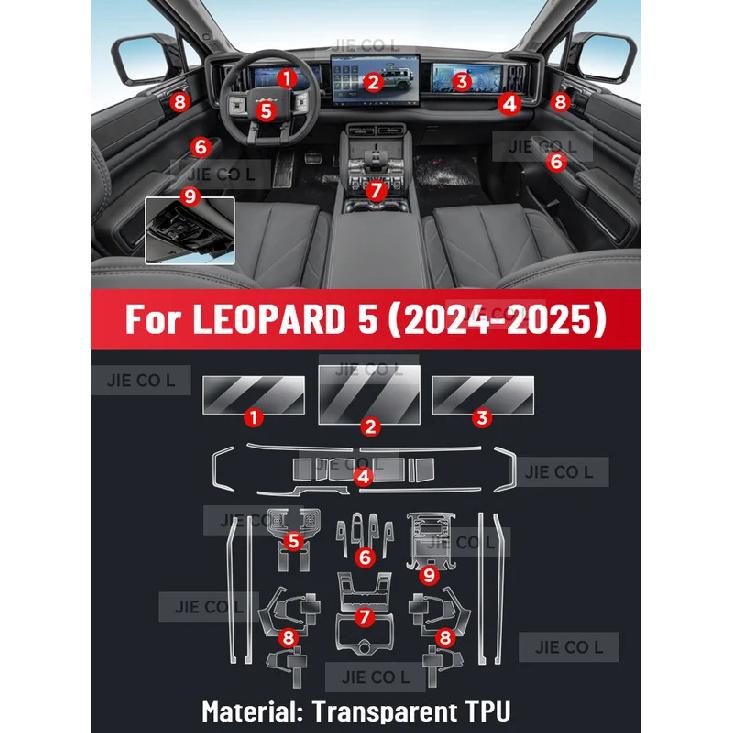 For LEOPARD 5 2024 2025 Anti-scratch Car Interior Center Console Media Dashboard Navigation TPU Protector Film
