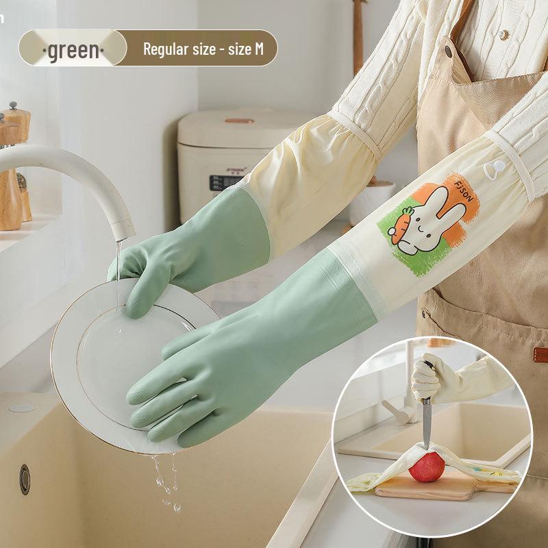 

Women s Waterproof Extended-Cuff Dishwashing Gloves - Durable, Thickened, Elastic & Cute for Cleaning