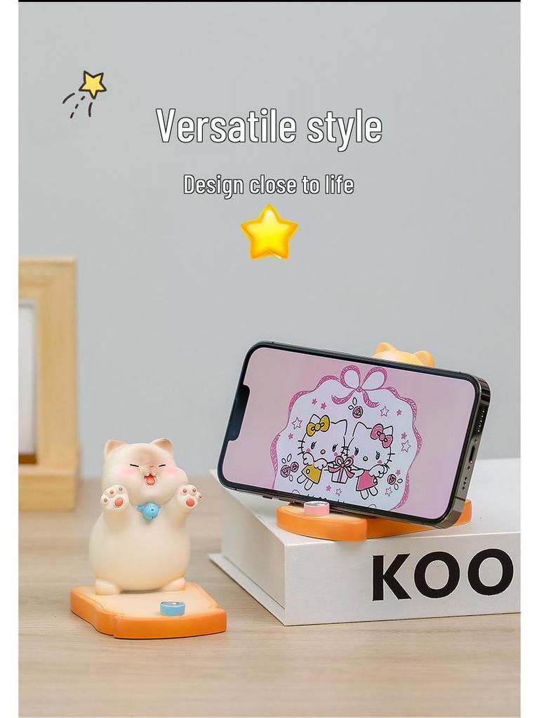 Adorable Kitten Phone Stand: Cute, Relaxing Office Gift for Girls