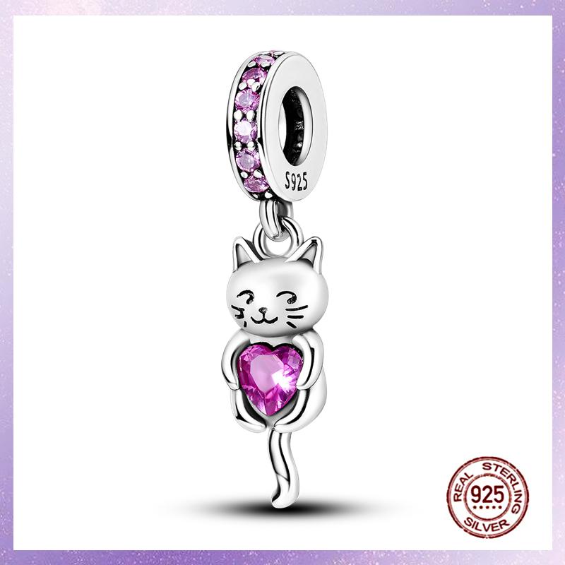 Purple Charms Copper Fit Original Pendant Bracelet Butterfly Glass Heart Feather Clip Charm Dangle Luminous Bead Diy Jewelry