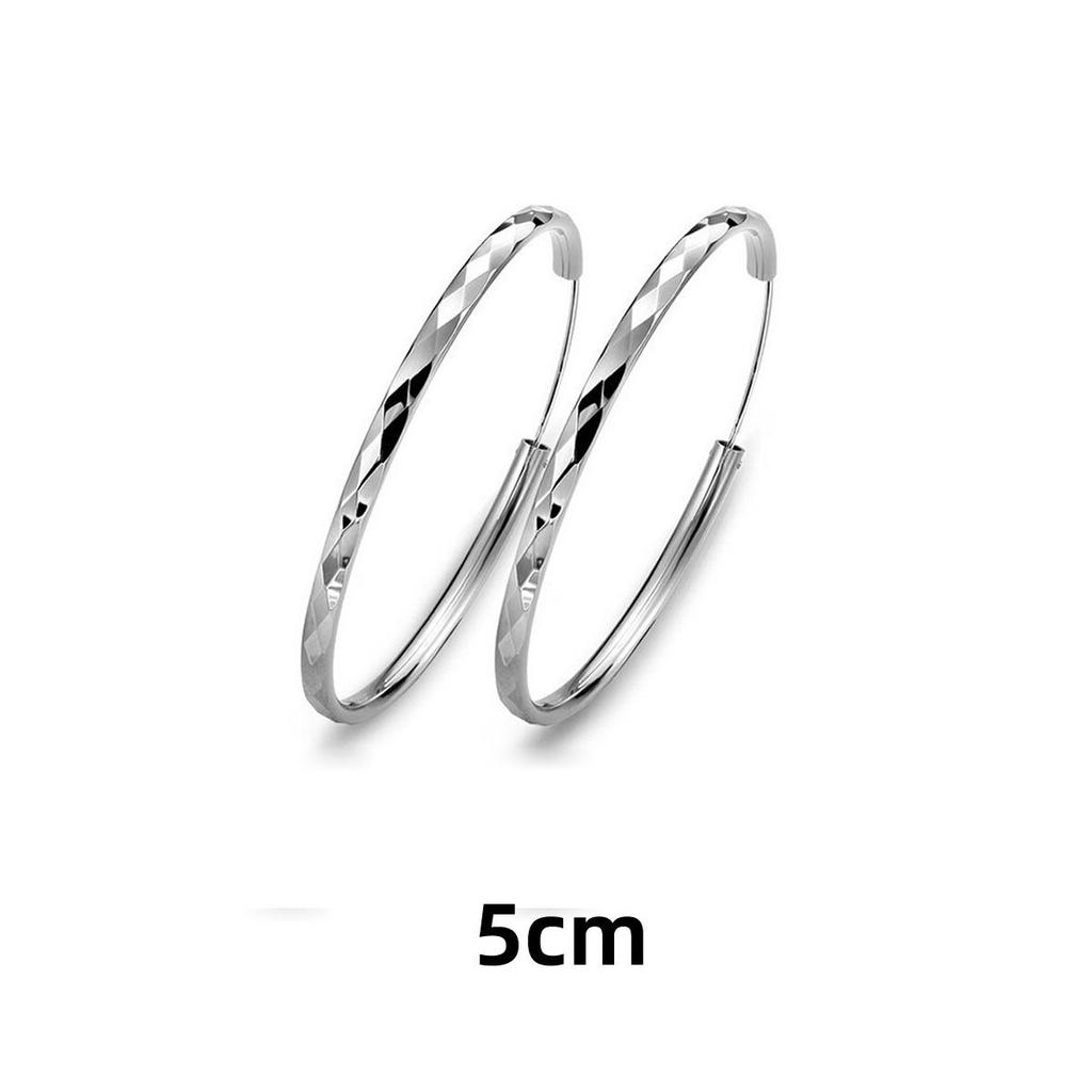 Ohrringe im europäischen und amerikanischen Stil mit großen Kreolen, Diamantmuster und koreanischer Girlgroup-Mode