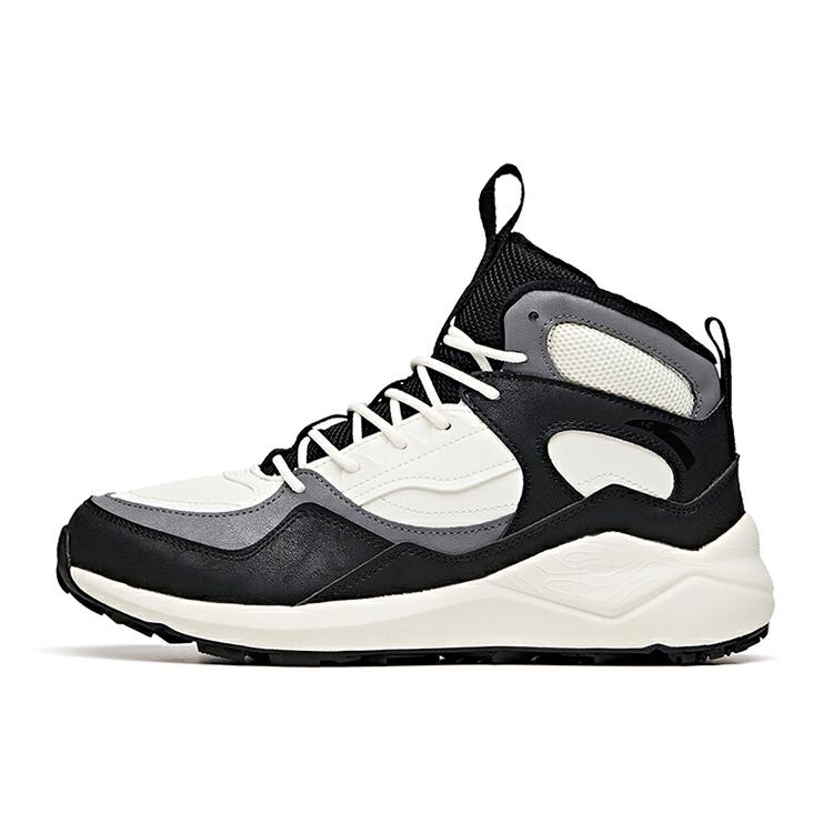 New Anta Life Collection Cushioned Anti Slip And Wear Resistant Warm High Top Casual Shoes Men's Black White 112048986-3