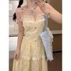 Small Man Yellow Polka Dot Suspender Versatile Temperament Thin Long Dress Dress Children's New Summer Models