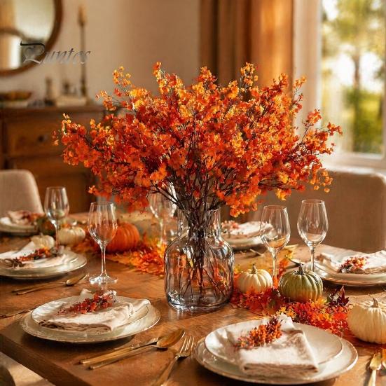 Seidenblumen für Innenarrangements Künstliche Herbst-Außendekoration, Wetterfeste Herbst-Blumen-Tischmittelstücke mit flexiblen Stielen für Zuhause und Büro
