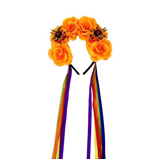 Women Headband Satin Colorful Flower Decor Hair Hoop Bright Color