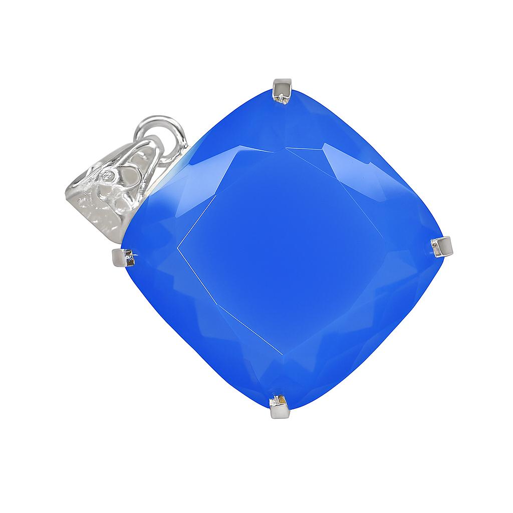 

Natural Blue Opal 85.6 Ct CERTIFIED 925 Sterling Silver Square Cushion Pendant AI-101-NS 25.7 mm Approx.