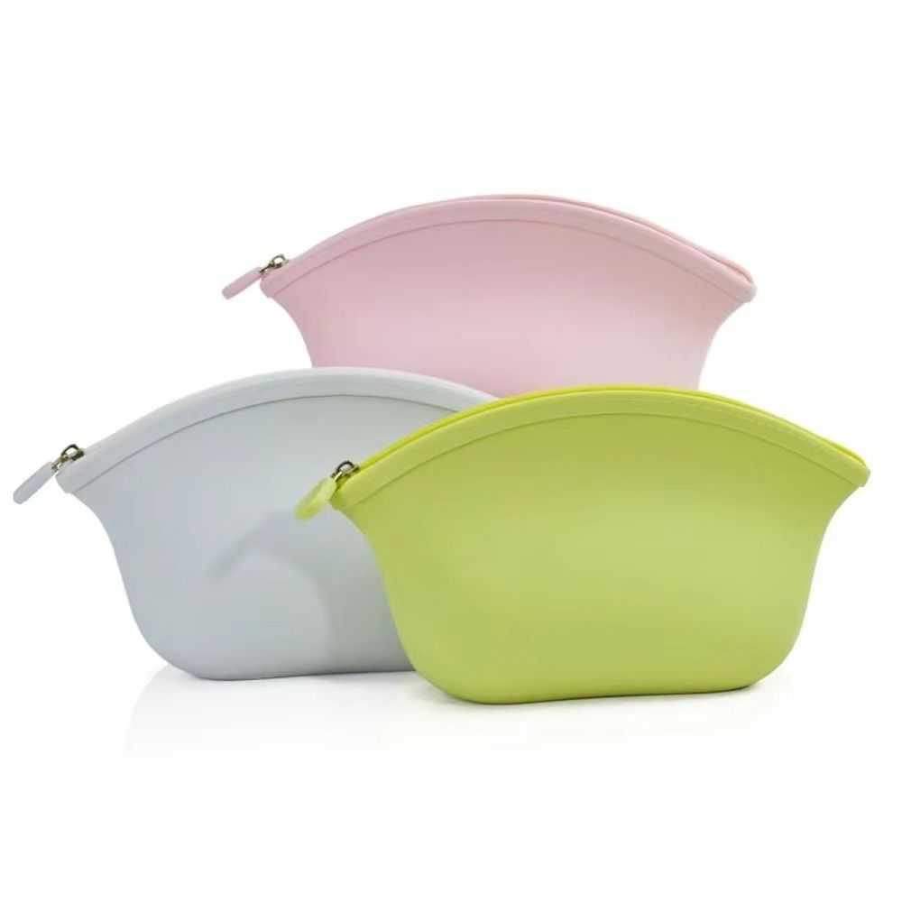 Zipper Wash Storage Bag Waterproof Make Up Pouch Simple Silicone Cosmetic Bag  Students