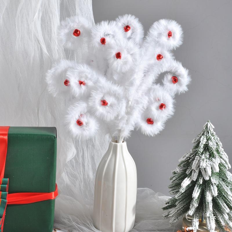 1pcs Plush Christmas Picks Green Tree Stems Ornaments for Xmas Tree Wreath DIY Crafts Home Garden Vase Filler Decor