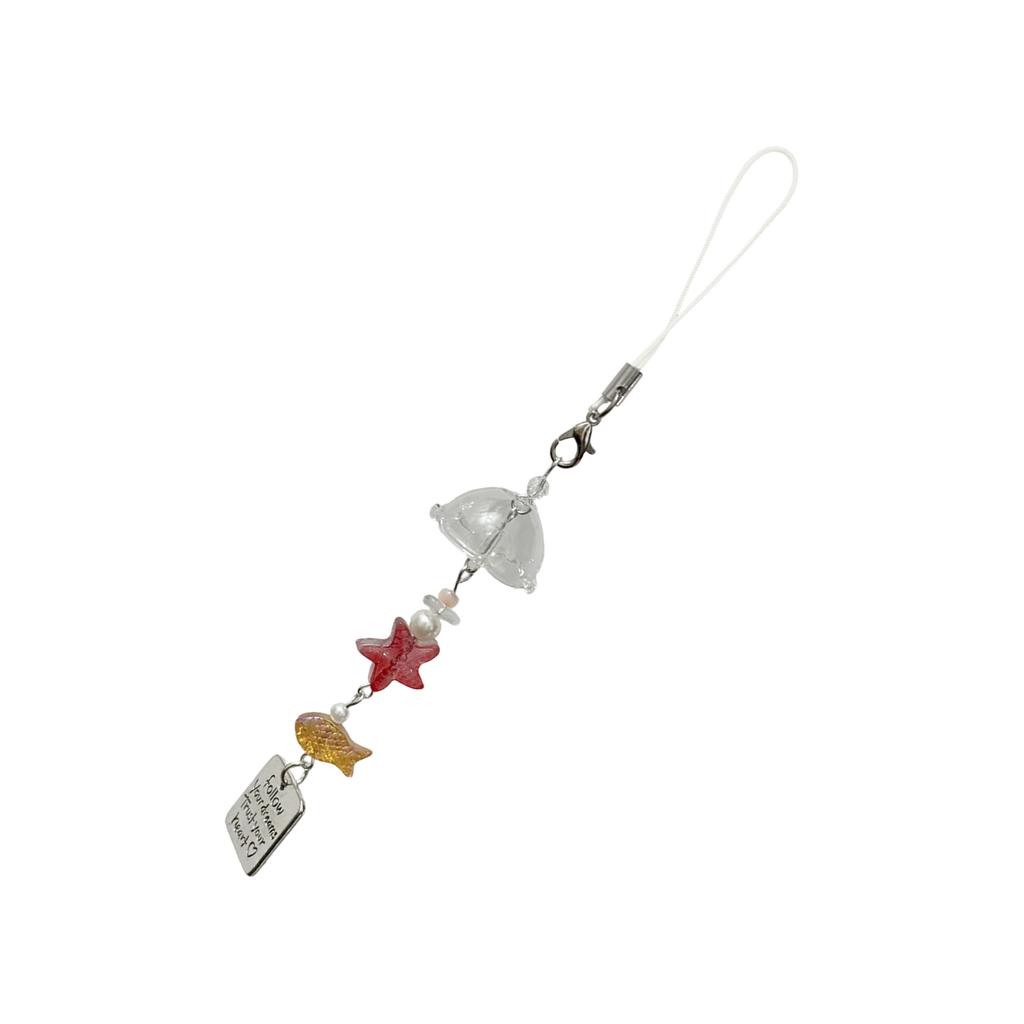 Handmade Fish Star Wind Chimes Keyring Stylish Beaded Pendant for Earphone Case Elegant Phone Charm Camera Accessories