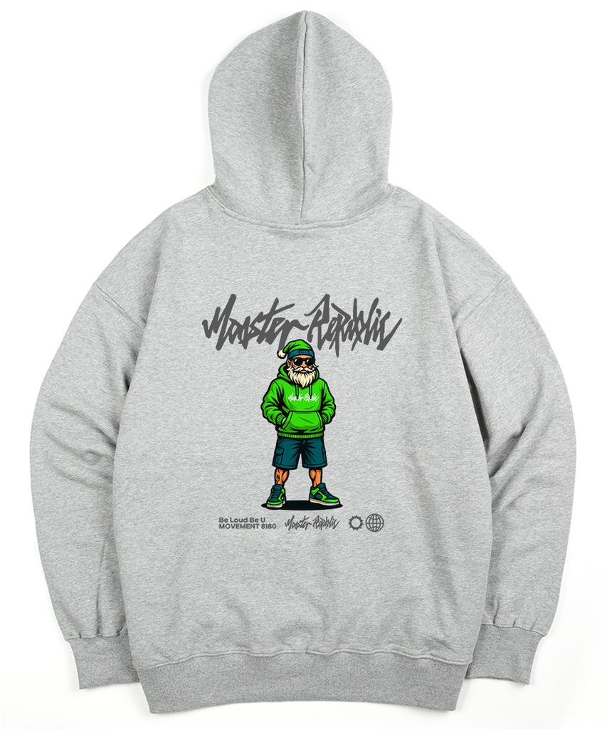 Street Santa Green Hoodie Gray_8180